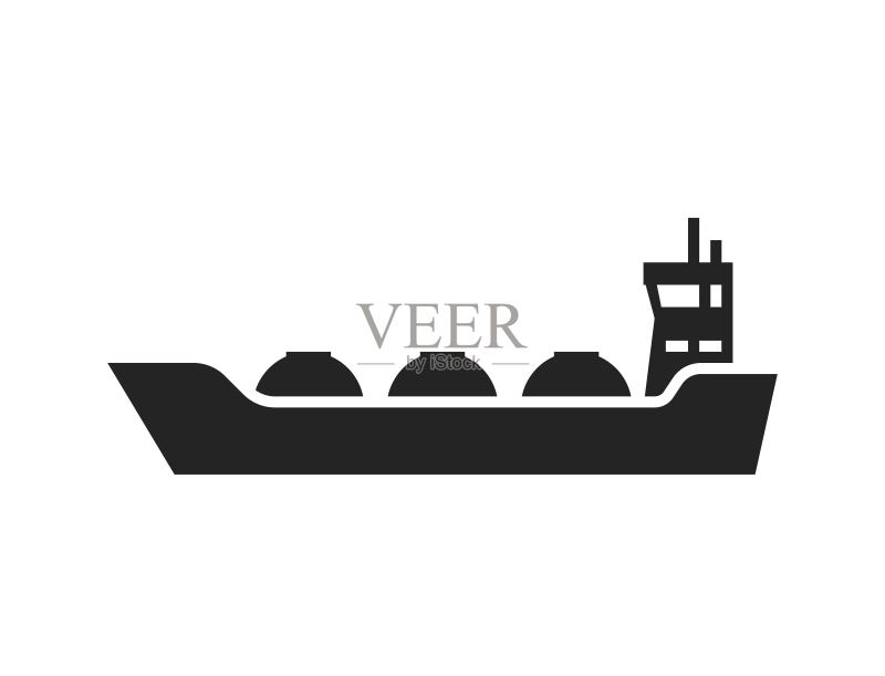液化天然气罐车图标:天然气运输船,海运和运输图标素材