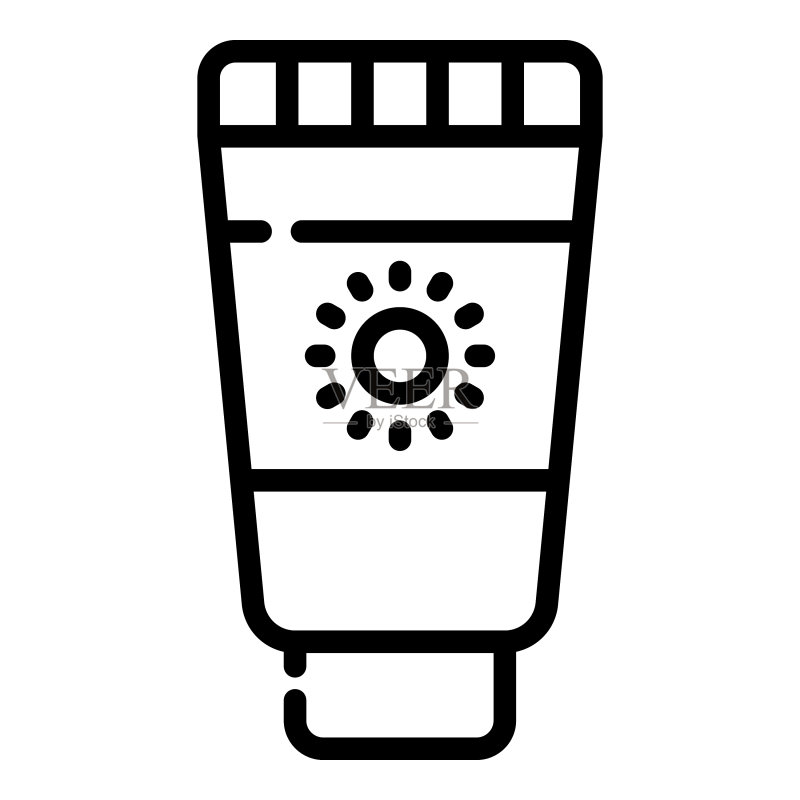 用于网页和移动设备的防晒霜图标细线样式图标素材