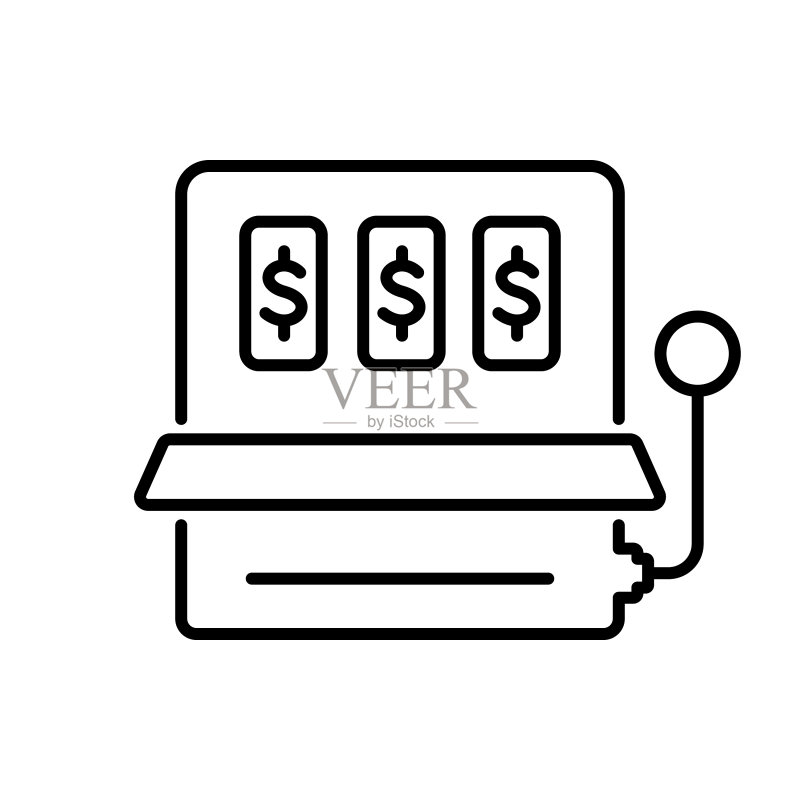 老虎机水果图案黑色轮廓图标图标素材