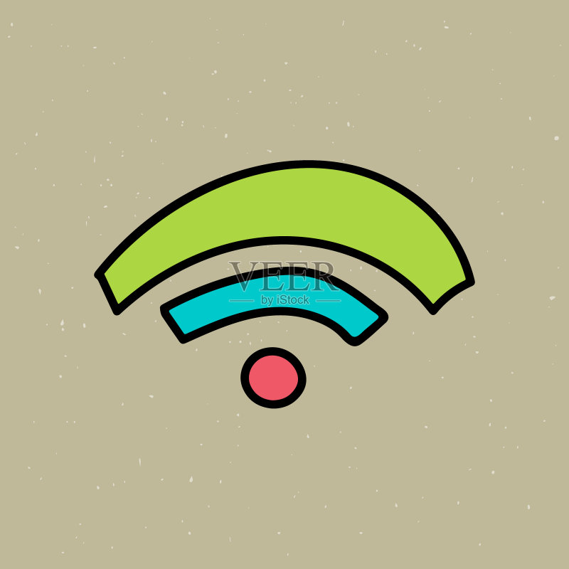 棕色背景上的绿色WIFI图标图标素材