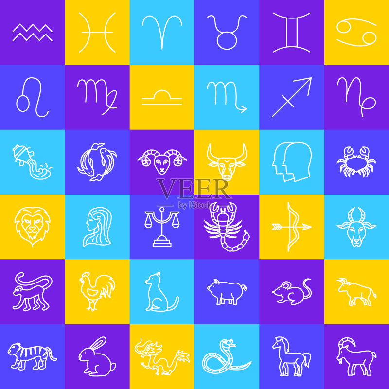 星座运势线性图标图标素材