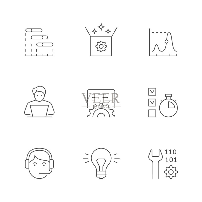 DevOps线性图标图标素材