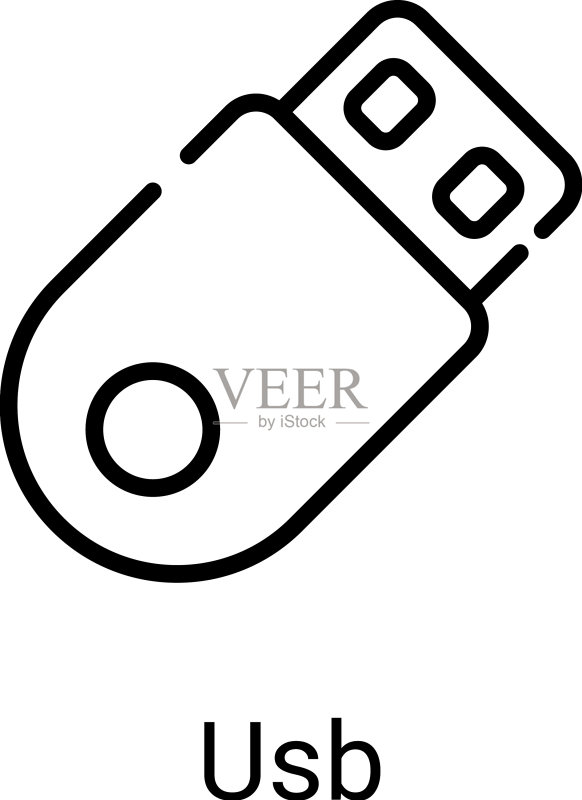 白色背景的USB闪存盘线条图标图标素材