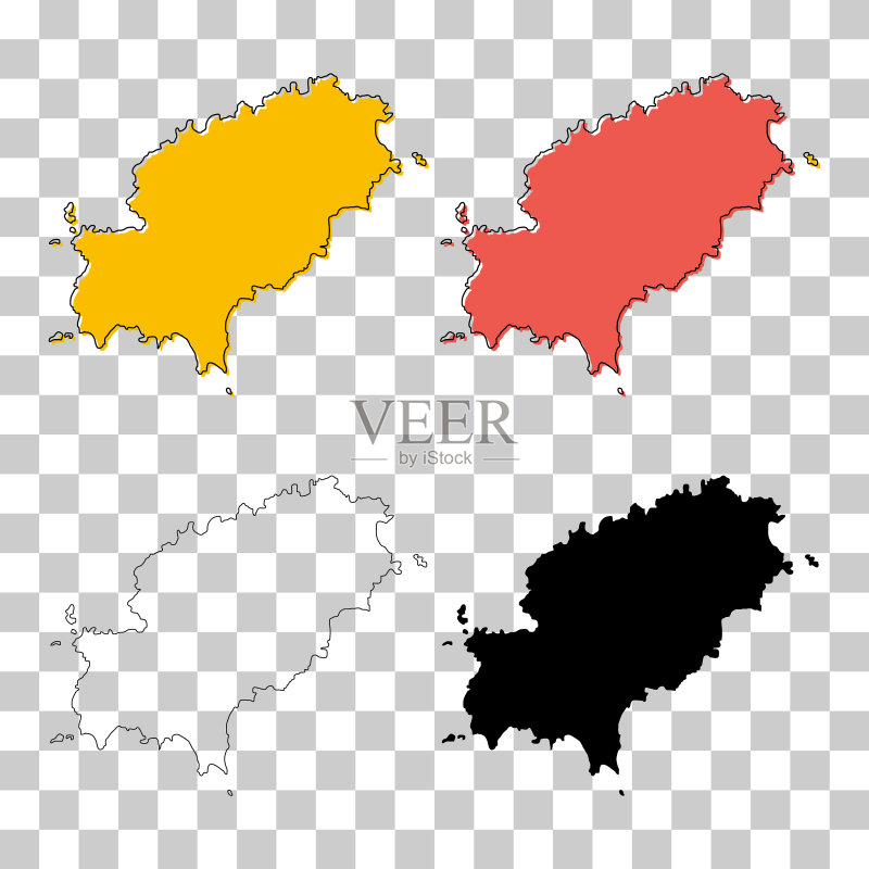 伊维萨岛高精度地图岛屿西班牙图标集图标素材