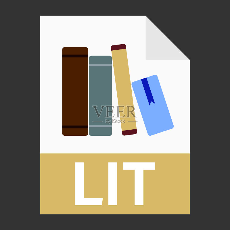用于Web的LIT文件图标的现代扁平化设计图标素材
