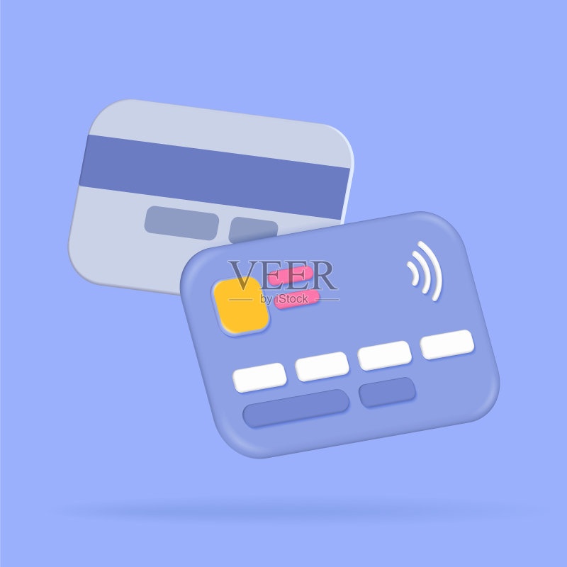 3D银行卡正反面渲染图标素材