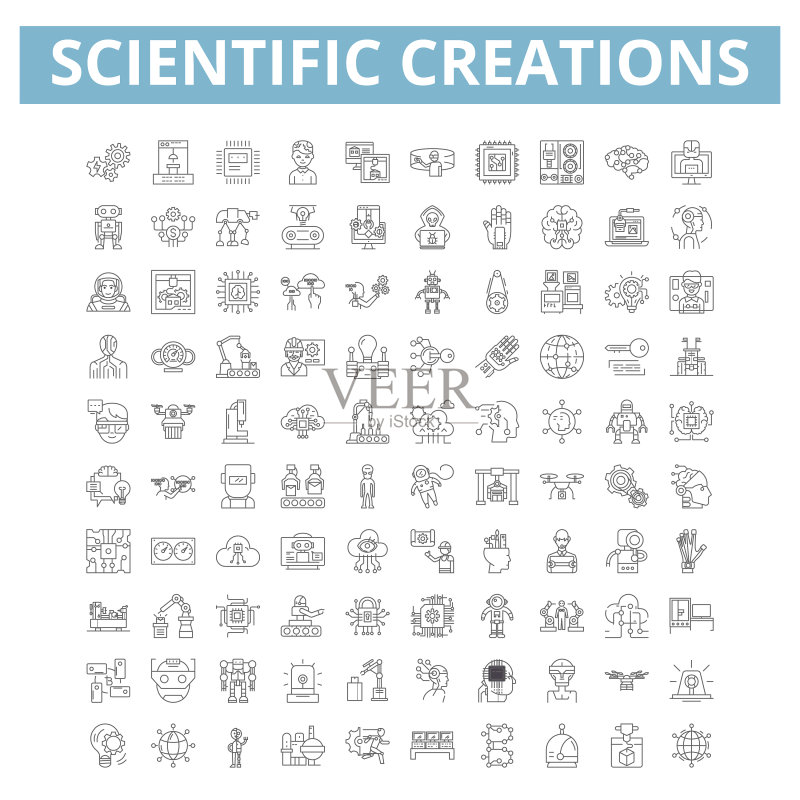 科学创造线性图标网络符号图标素材