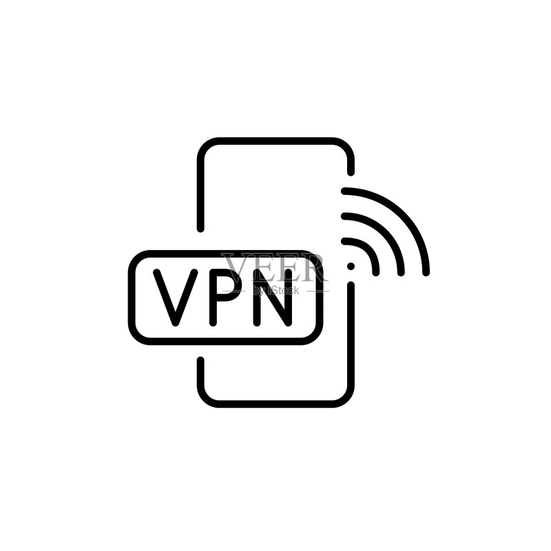 在智能手机上使用VPN的Wi-Fi连接图标素材