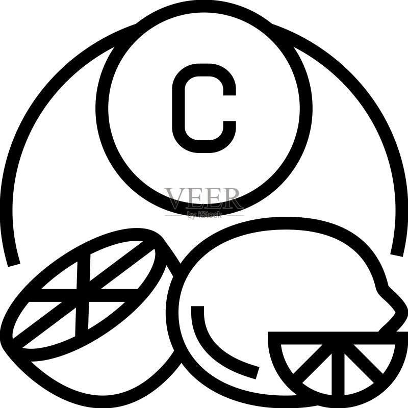 维生素C柑橘线条图标图标素材