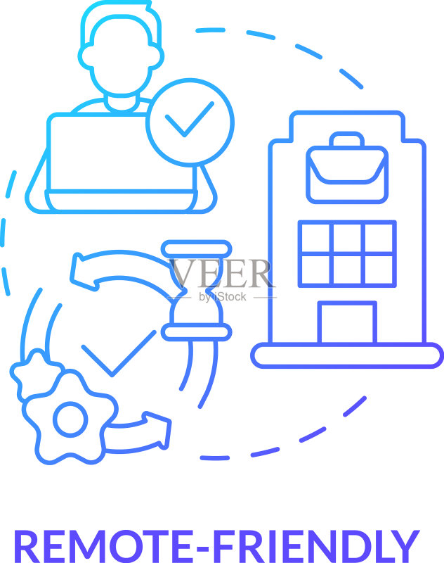 远程友好蓝色渐变概念图标图标素材