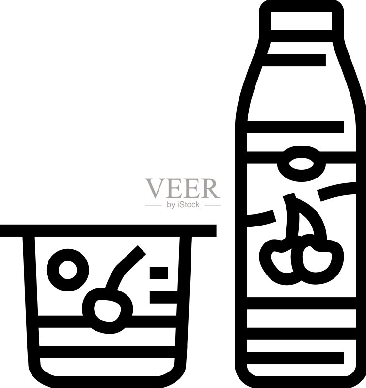 樱桃酸奶线条图标图标素材