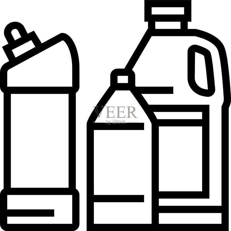 瓶装塑料垃圾线性图标图标素材