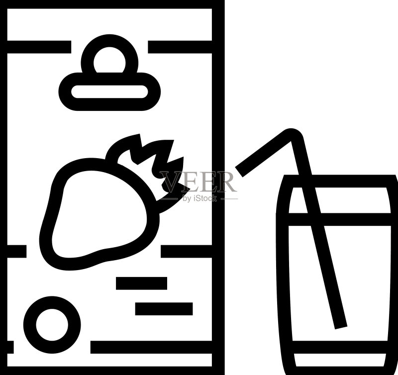 草莓汁线性图标图标素材