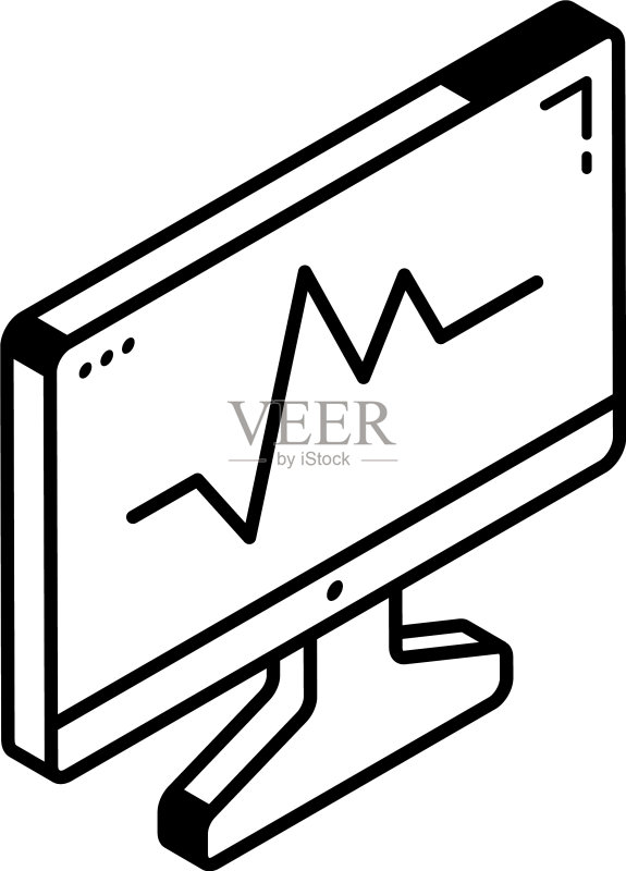 现代2.5D心电图图标图标素材