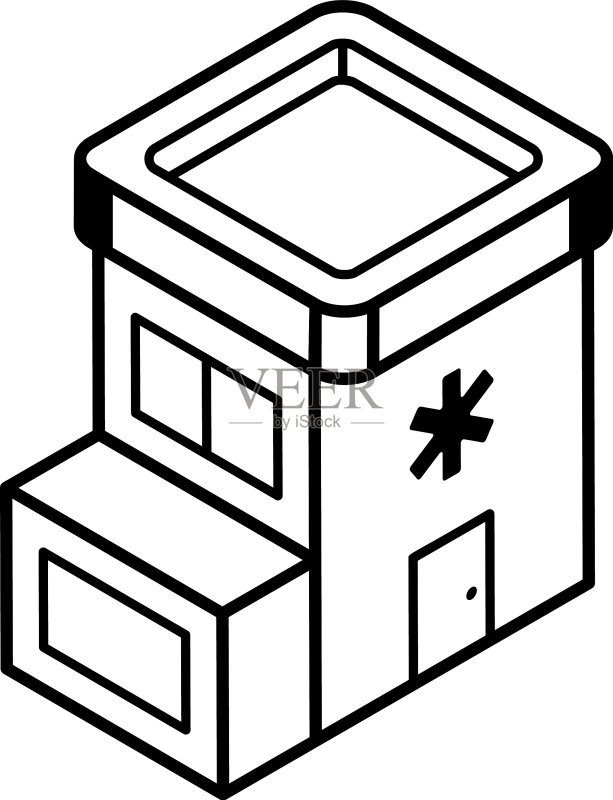 2.5D医院建筑图标图标素材