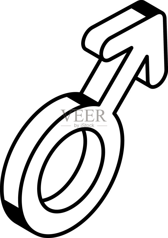 一个男性标志2.5D等距线条图标设计图标素材