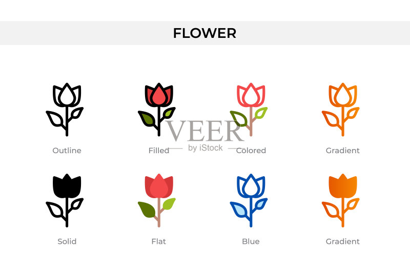 不同风格的花朵矢量图标图标素材