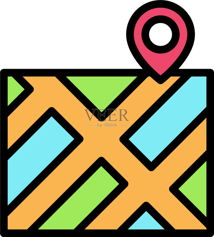 地图和图钉图标位置地图和导航图标素材