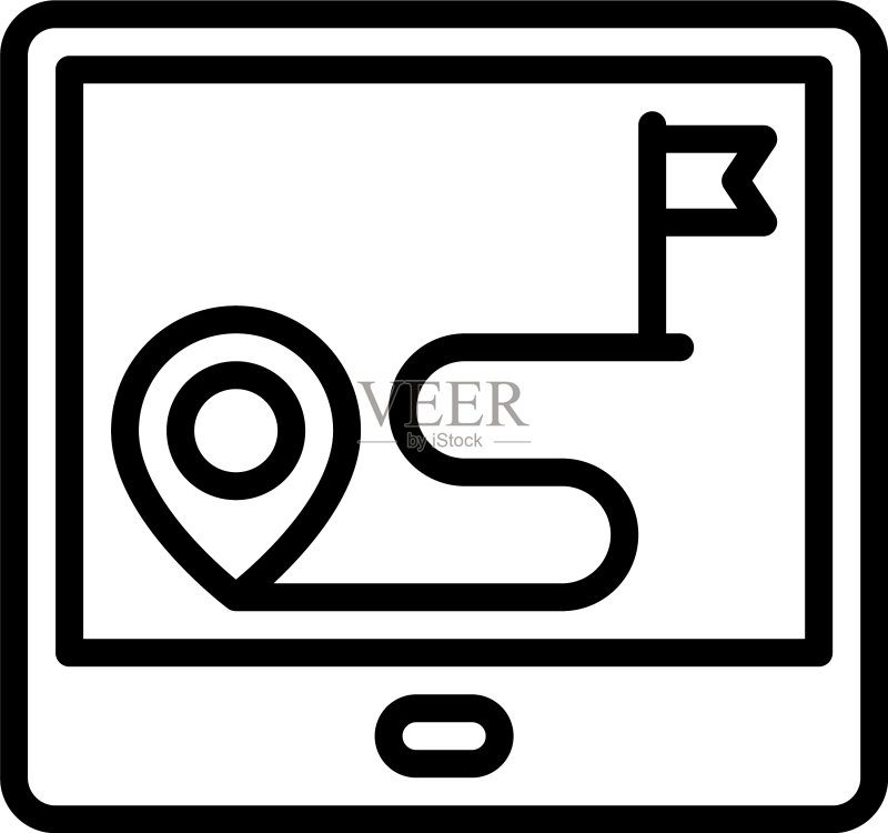 平板电脑上的路线地图图标位置地图图标素材