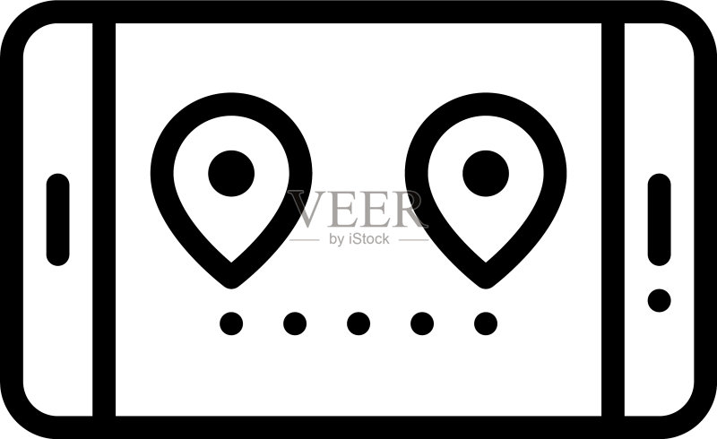 智能手机上的路线图标和位置地图图标素材