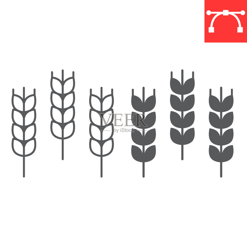 小麦线条字形图标图标素材
