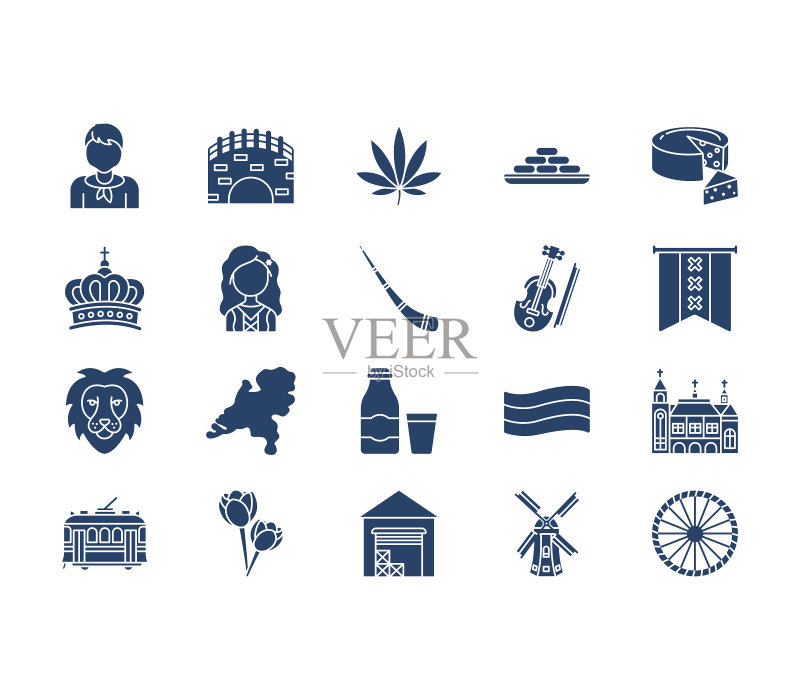 荷兰国家和文化象征图标素材