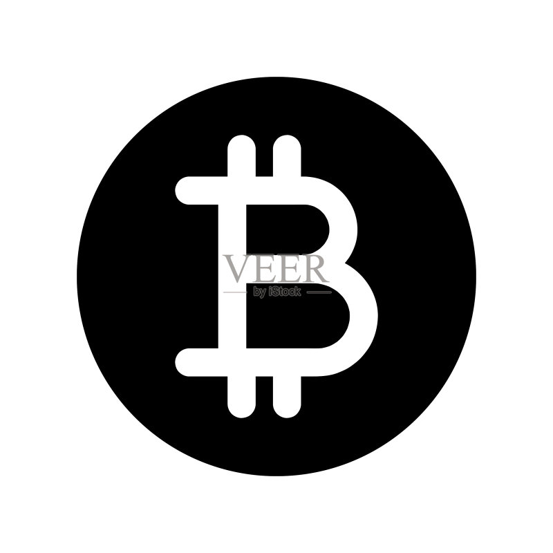 黑色比特币数字加密货币单色图标素材
