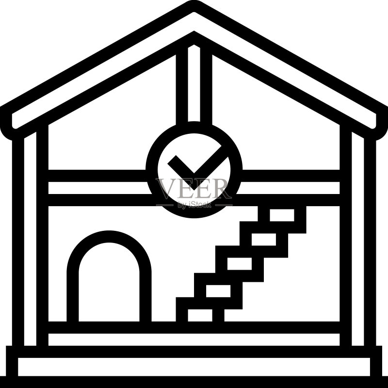 室内建筑房间设计线性图标图标素材