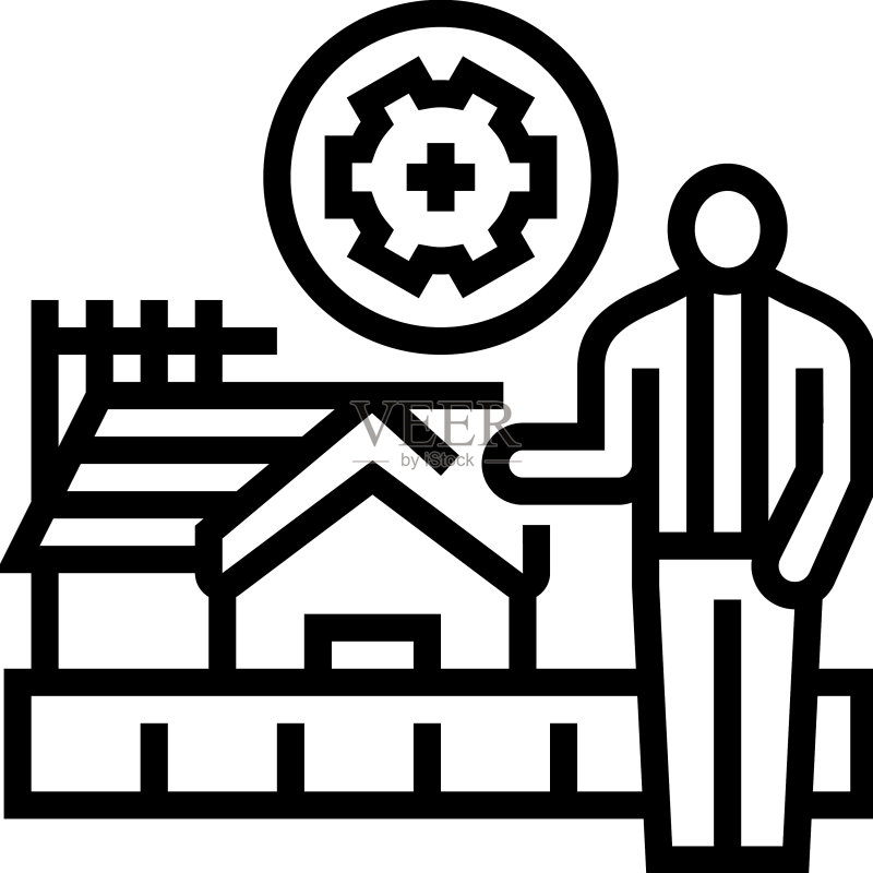 施工管理室内设计线条图标图标素材