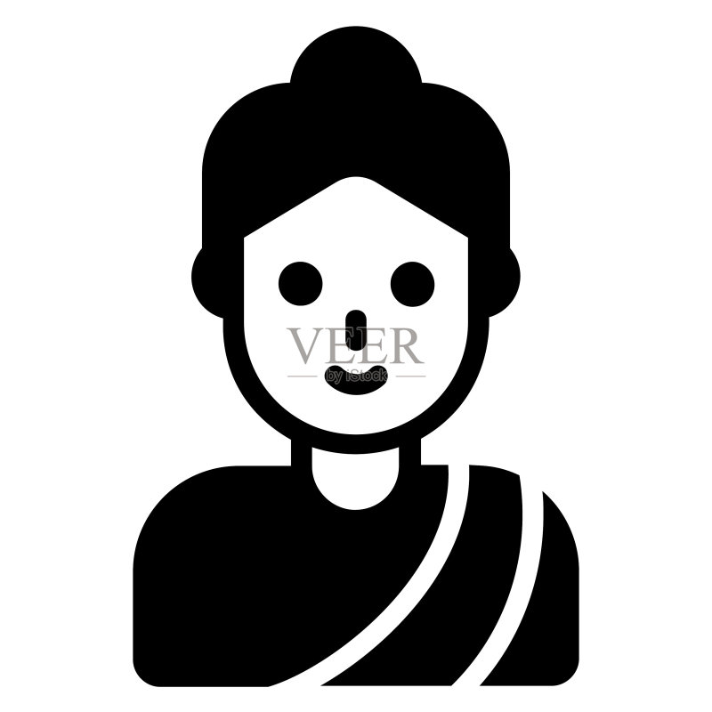 印度妇女黑色图标(已隔离)图标素材