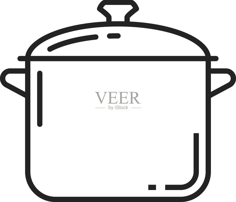厨房烹饪用具平底锅线条图标图标素材