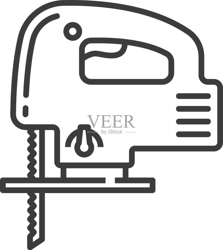 电锯机床独立轮廓图标图标素材