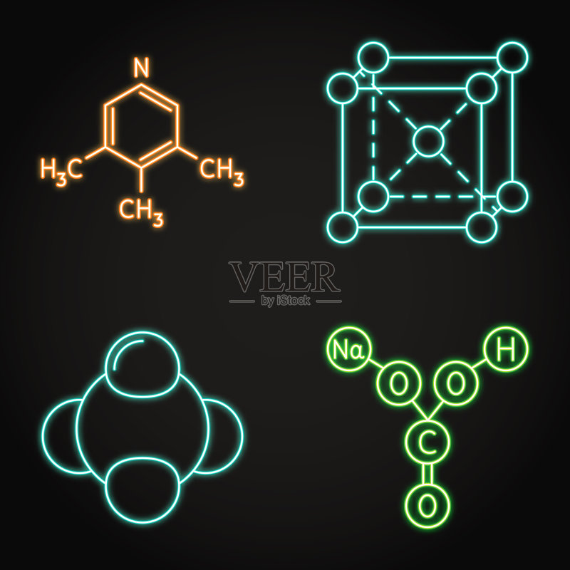 霓虹灯化学科学图标合集图标素材