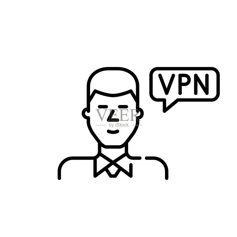 VPN用户像素完美可编辑描边线条艺术图标素材