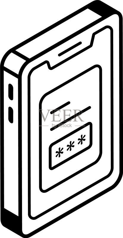APP密码2.5D线性图标图标素材