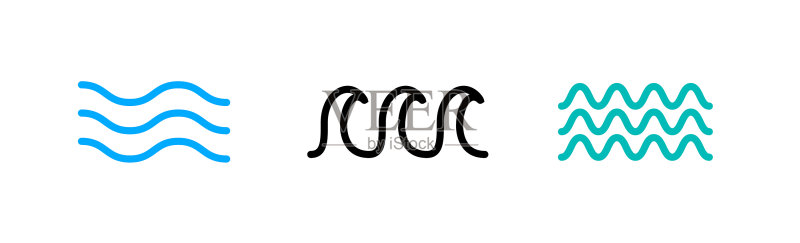 水波浪LOGO图标线条海洋图标素材
