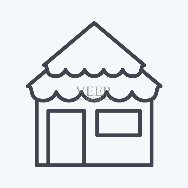 适合夏季的简笔线条小屋图标图标素材