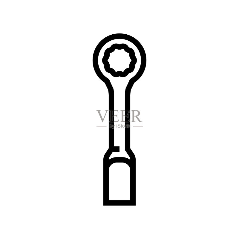 锤子扳手工具线条图标矢量插图图标素材