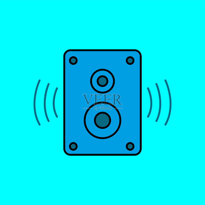 扬声器、音响系统、音频箱线性彩色图标图标素材