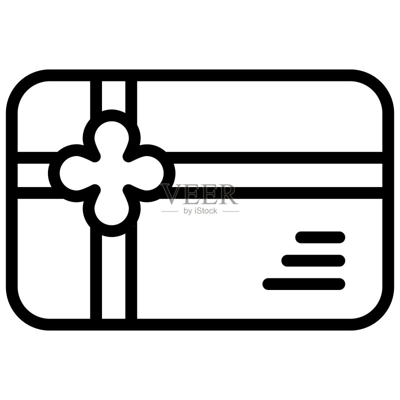 黑色星期五促销礼品卡线条设计图标素材