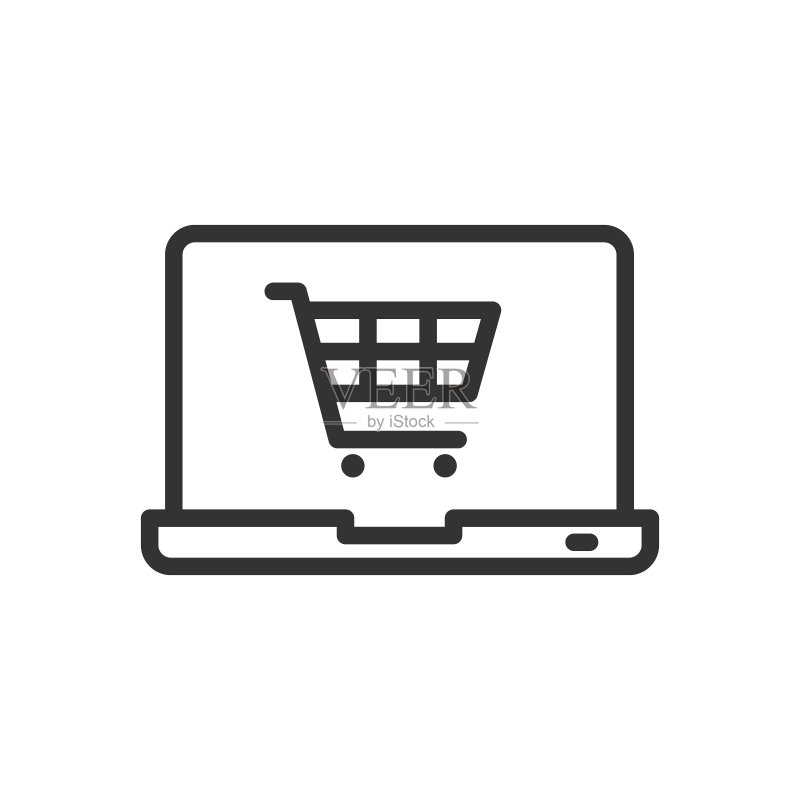 在线购物轮廓矢量图标,适用于网页、APP和UI设计图标素材