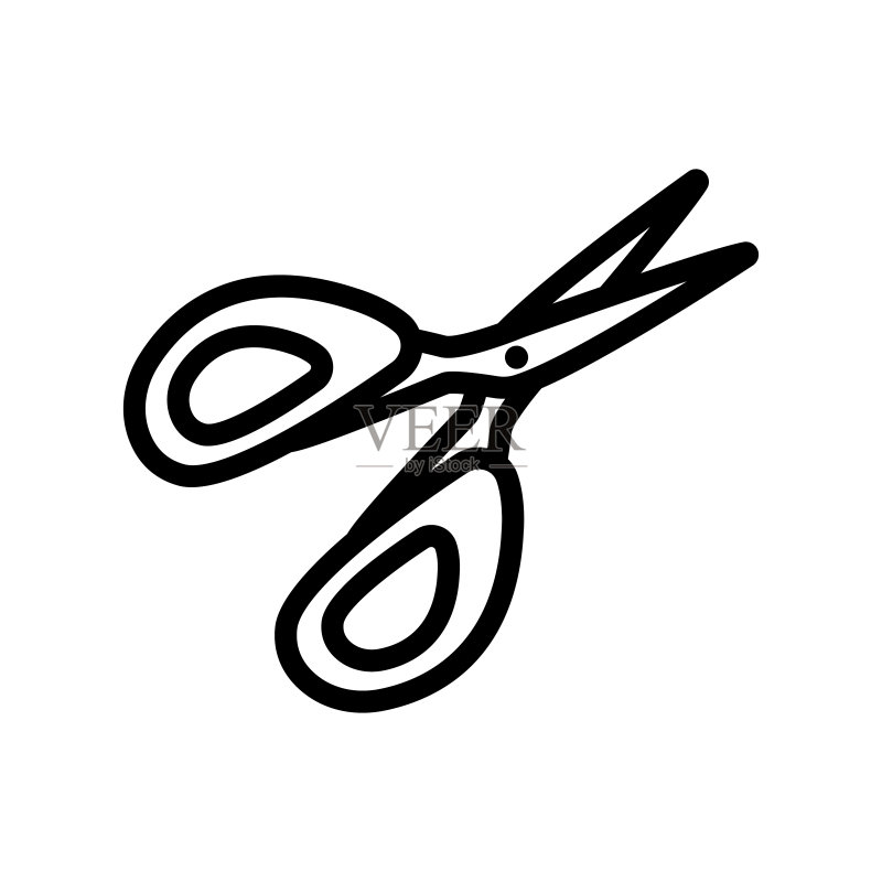 剪刀线稿图标办公工具可编辑矢量图标素材