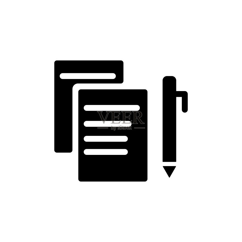 笔和纸张图标,办公文具,可用于应用程序、网页和信息图表的图标,可编辑描边设计模版矢量图标素材