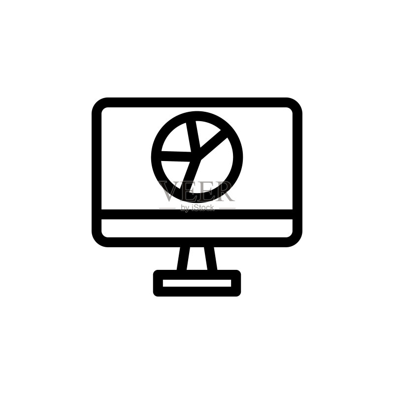 带有图形的显示器屏幕线性图标图标素材