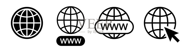 网站图标集:扁平风格的网站图标和手势光标矢量插画图标素材