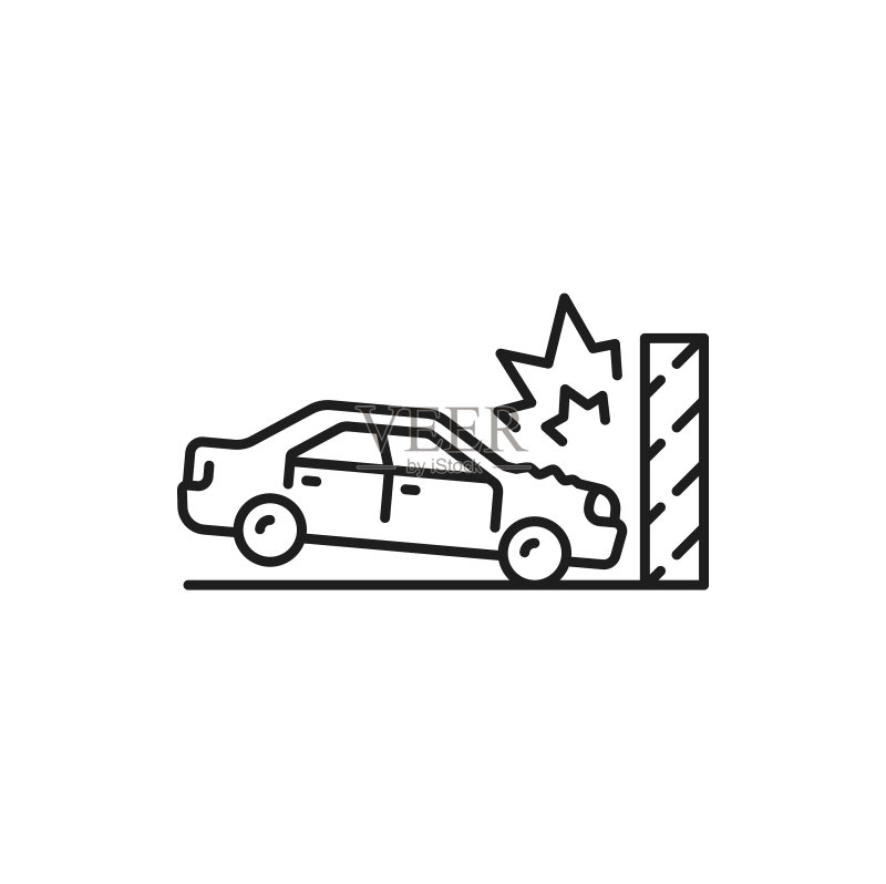 车祸道路碰撞或损坏线条图标图标素材