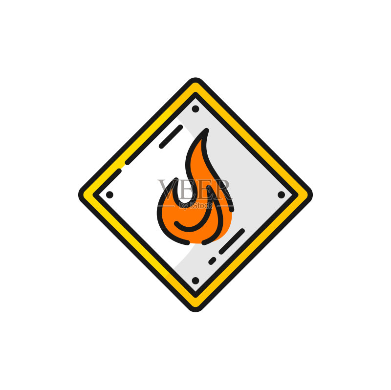 火灾危险金属标签轮廓图标图标素材
