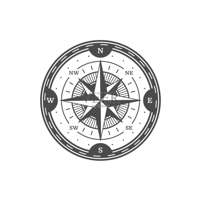 古董航海罗盘海洋旅程标志图标素材