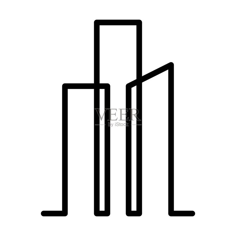 城市建筑现代简约几何线条logo设计元素图标素材