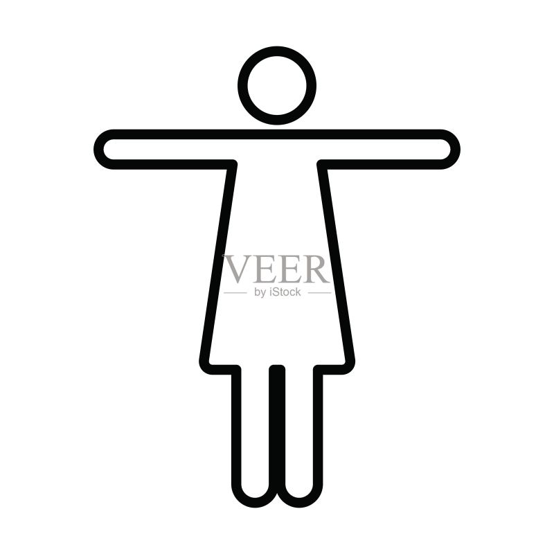 张开双臂的女人图标矢量图,举起双手的女性符号字形图示图标素材